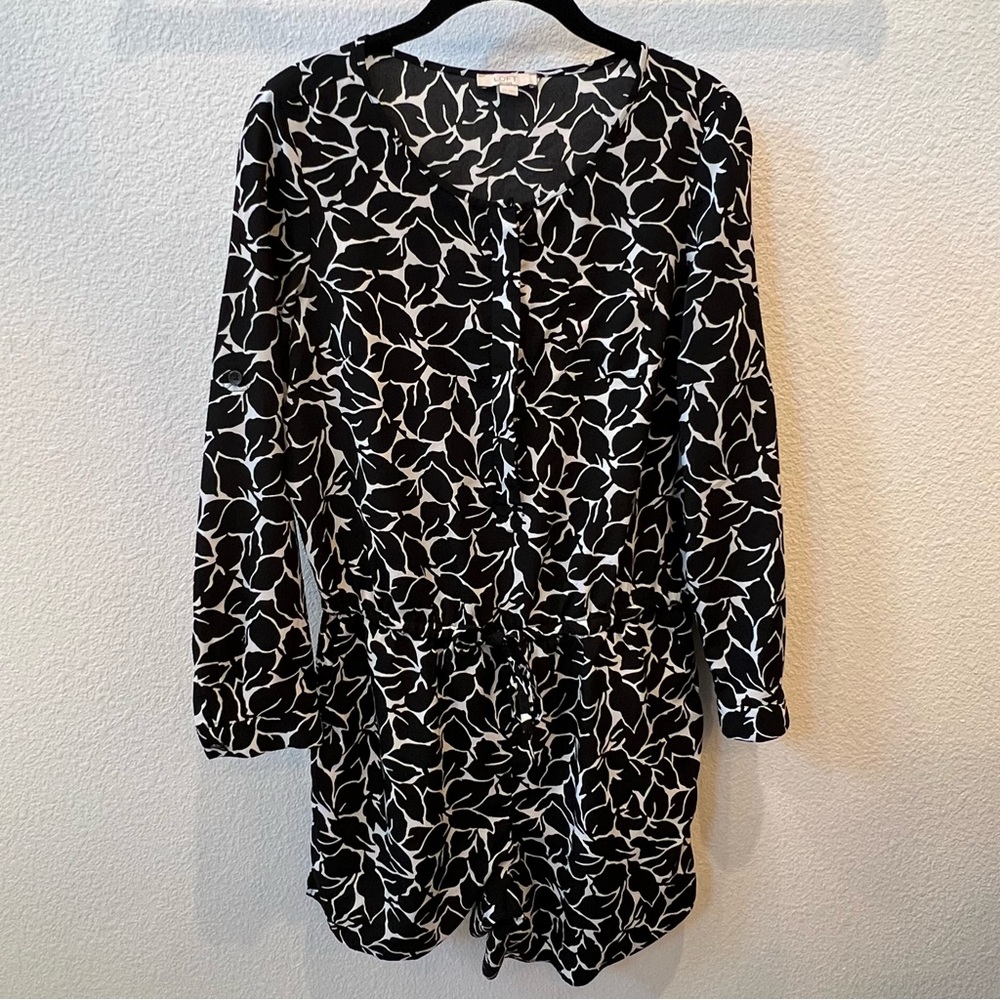 LOFT Petites Black and White Jumpsuit